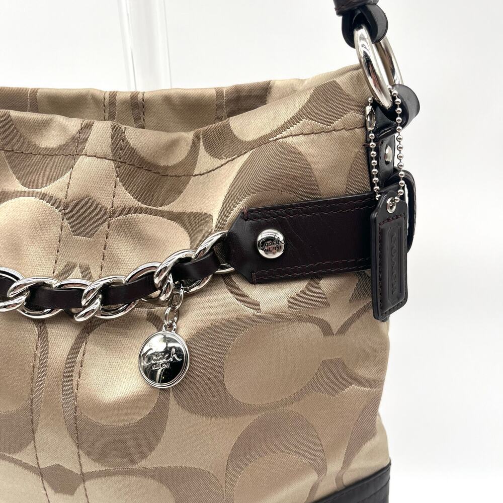 COACH Signature Hobo Braided Chain Shoulder Bag, RARE MEDALLION CHARM - Picture 2 of 11